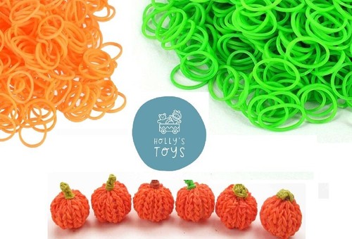 Orange and green loom bands - orange,